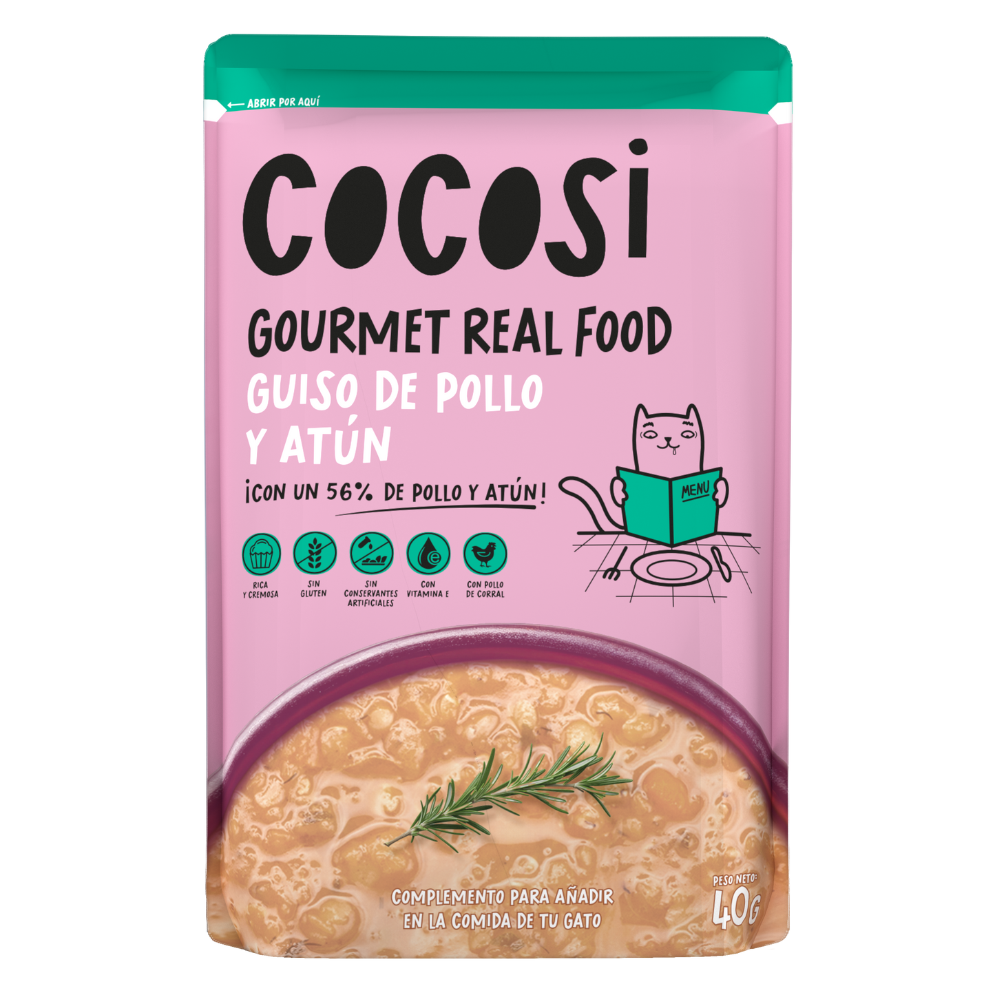 Guiso para gato de pollo y atún