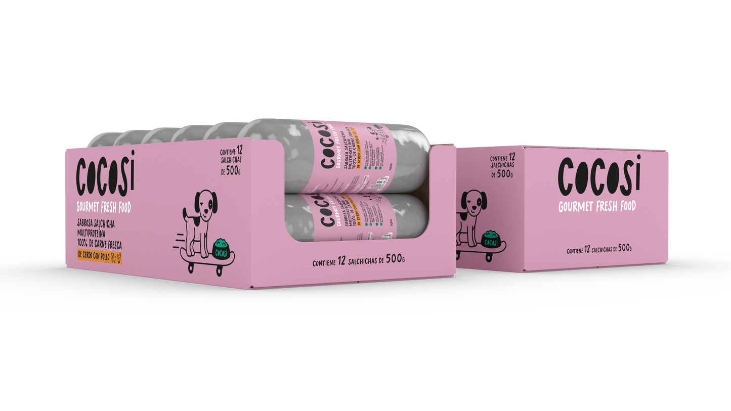 Salchichas para perros sabor cerdo con pollo