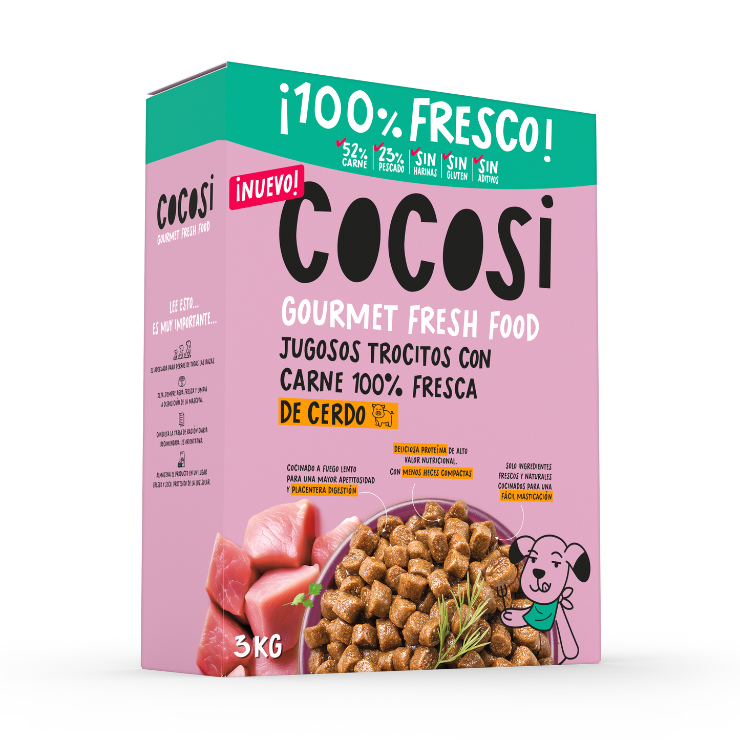 Comida fresca natural para perros sabor cerdo