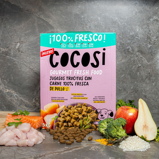 Comida fresca natural para perros sabor pollo