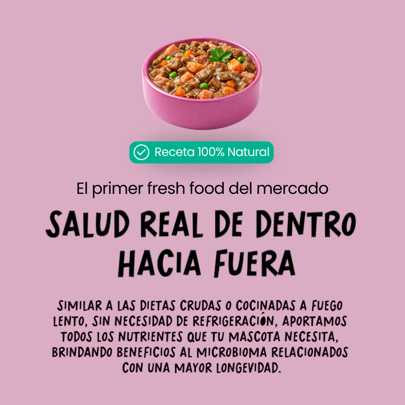 Comida fresca natural para perros sabor cerdo