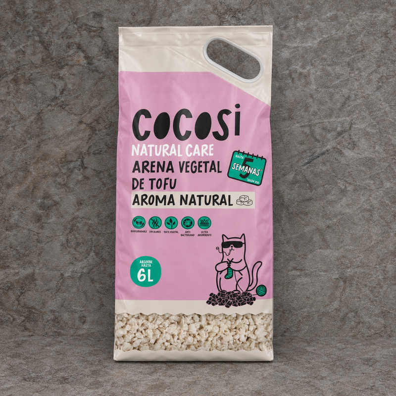 Arena vegetal aglomerante para gato de tofu (6 L)