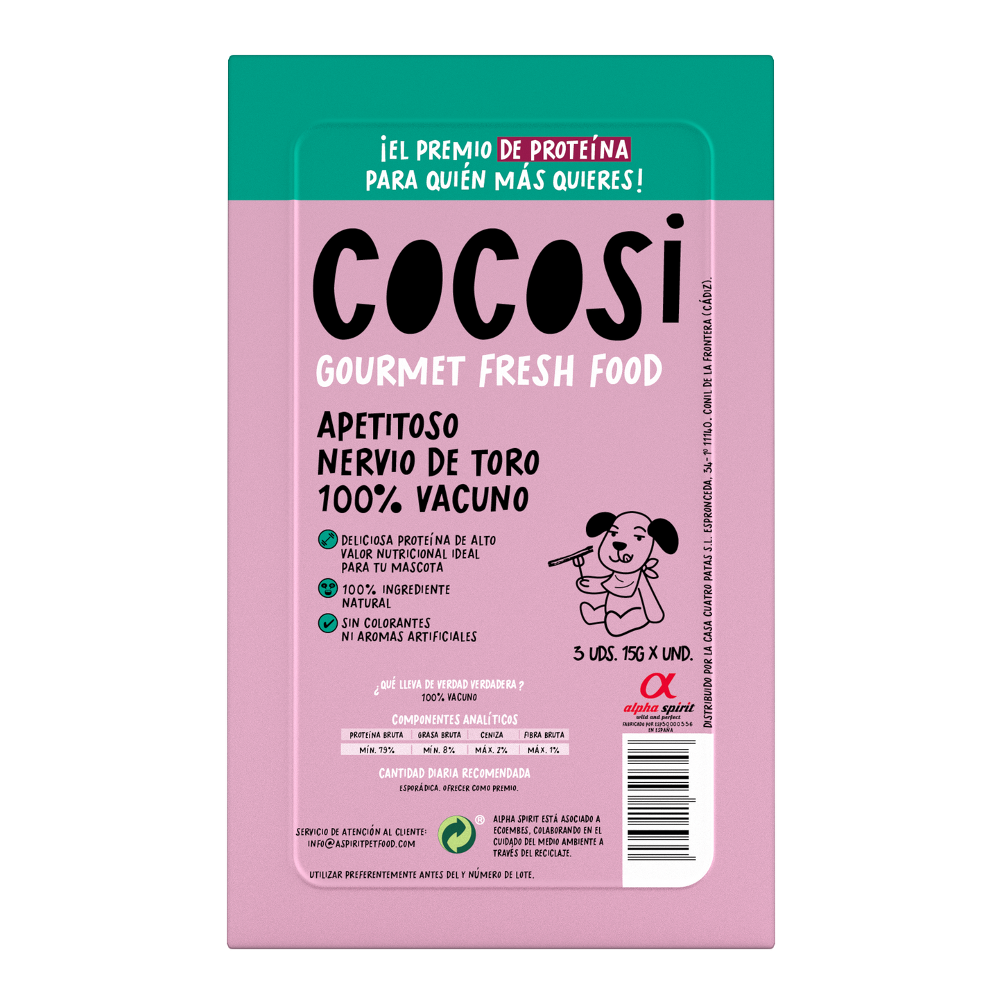 Snack para perro nervio de toro