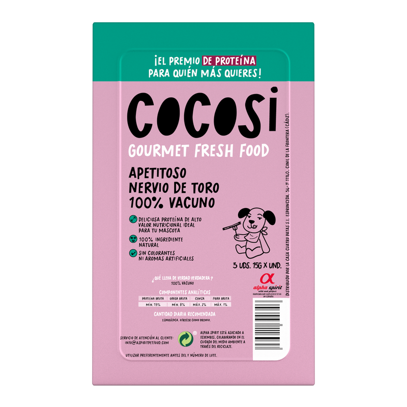 Snack para perro nervio de toro