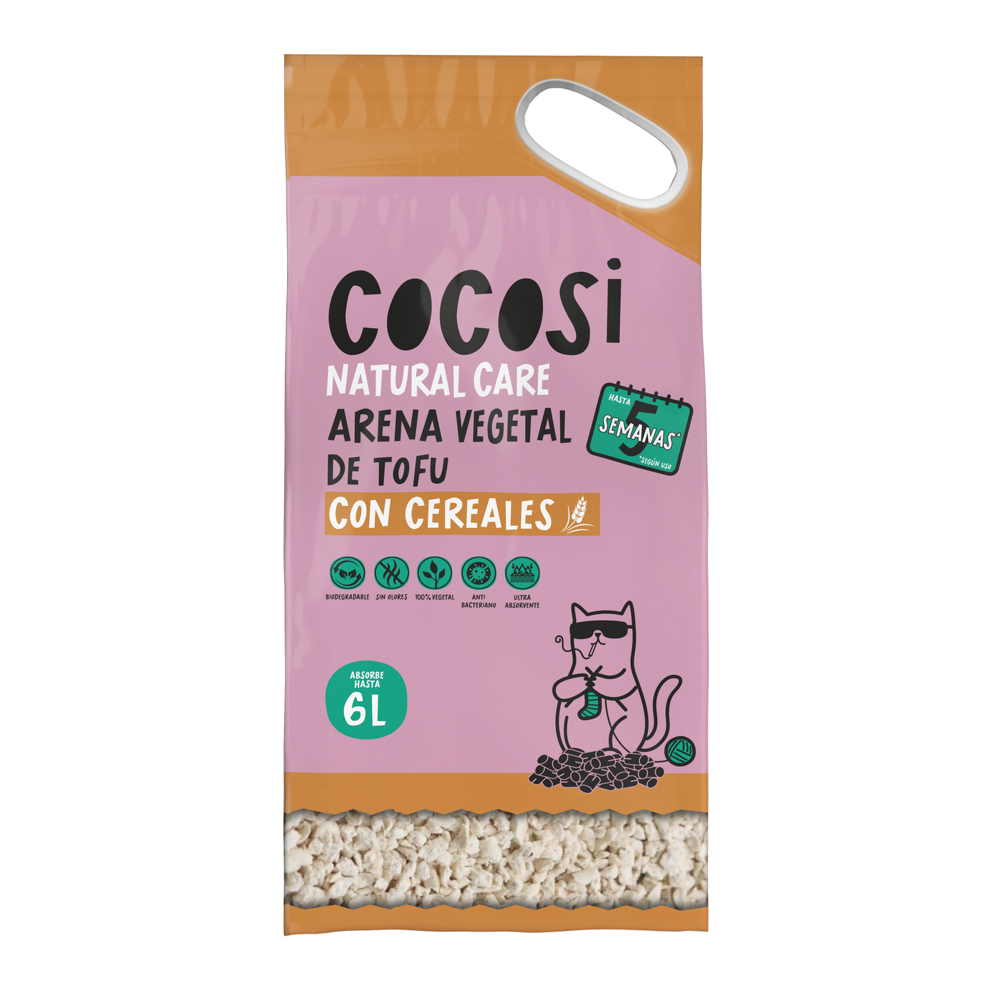 Lecho de fibra de cereales para gatos 6L