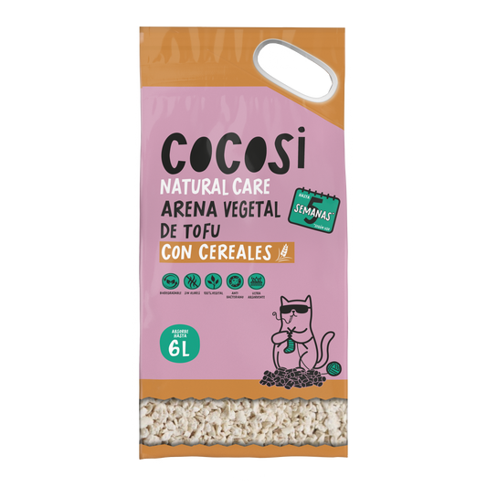Lecho de fibra de cereales para gatos 6L