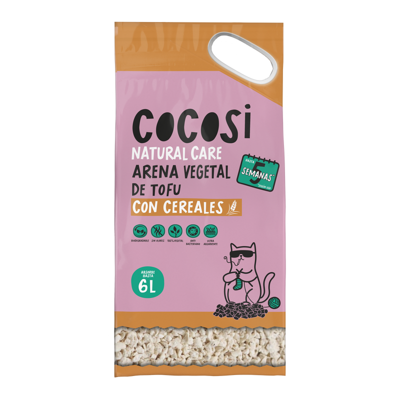 Lecho de fibra de cereales para gatos 6L