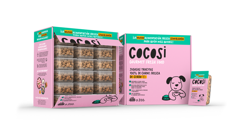 Comida fresca natural para perros sabor cerdo 200g x8 unidades