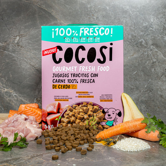 Comida fresca natural para perros sabor cerdo