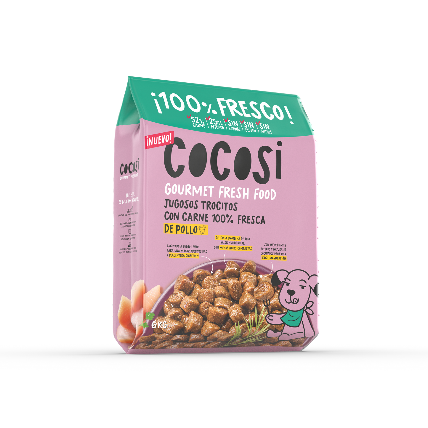 Comida fresca natural para perros sabor pollo