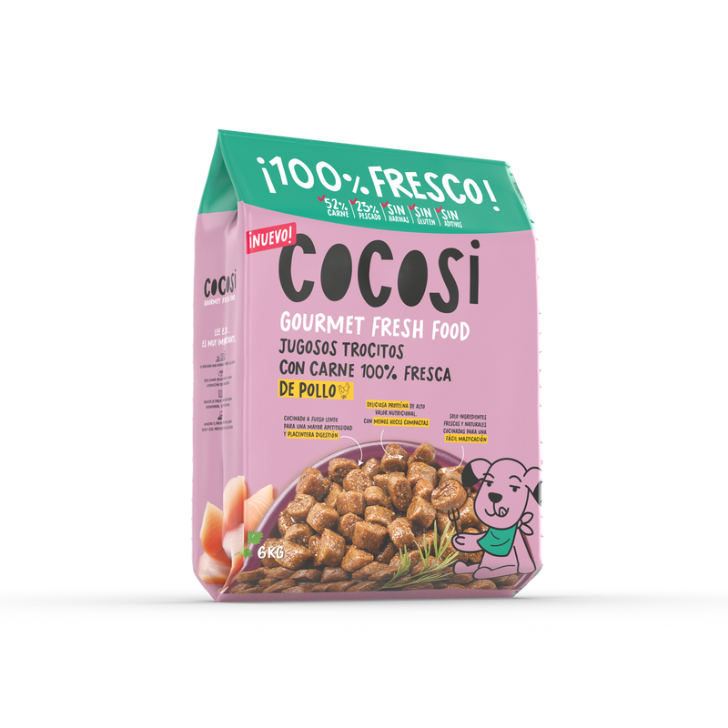 Comida fresca natural para perros sabor pollo