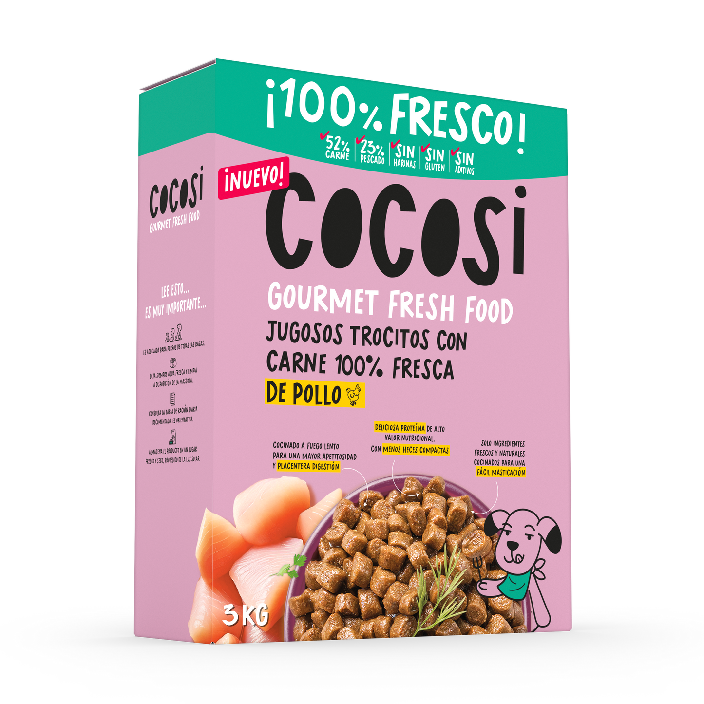Comida fresca natural para perros sabor pollo