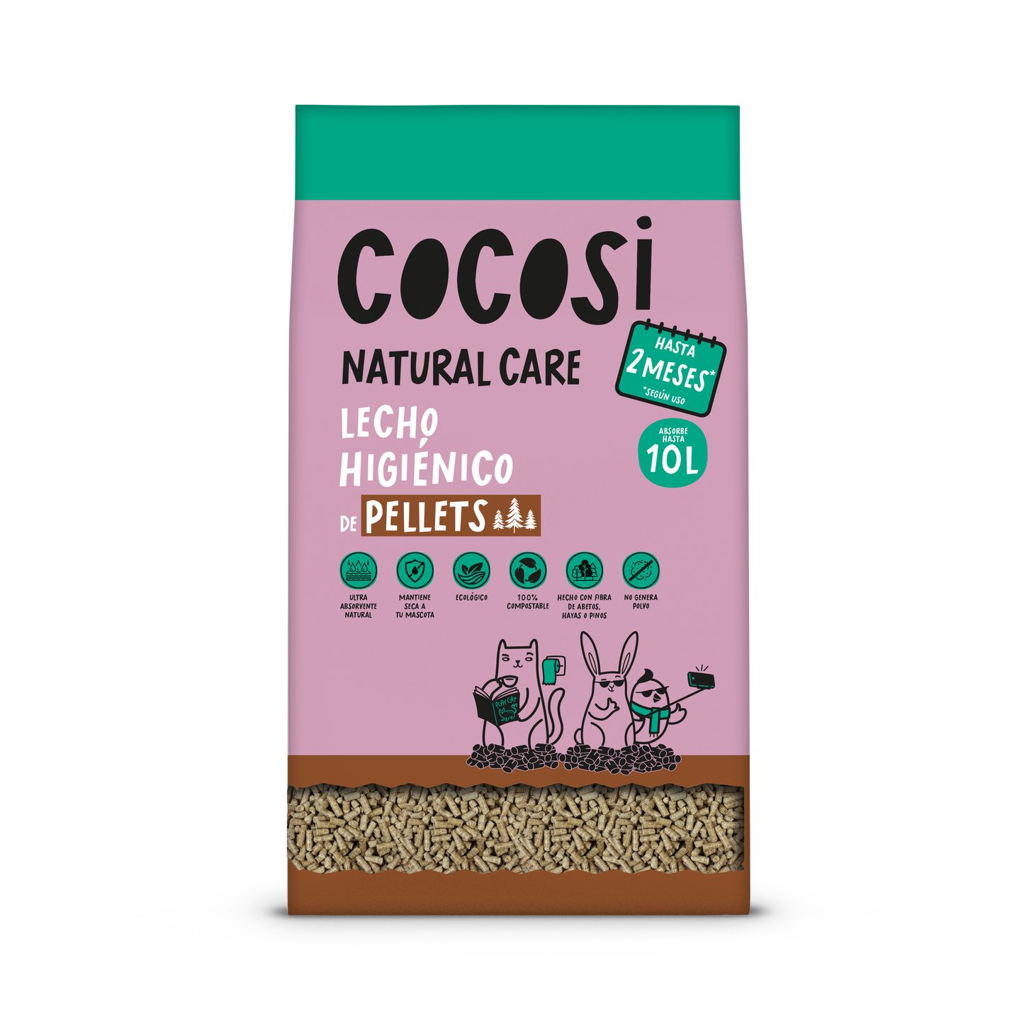 Lecho Higienico pellets de Madera para Mascotas 10L