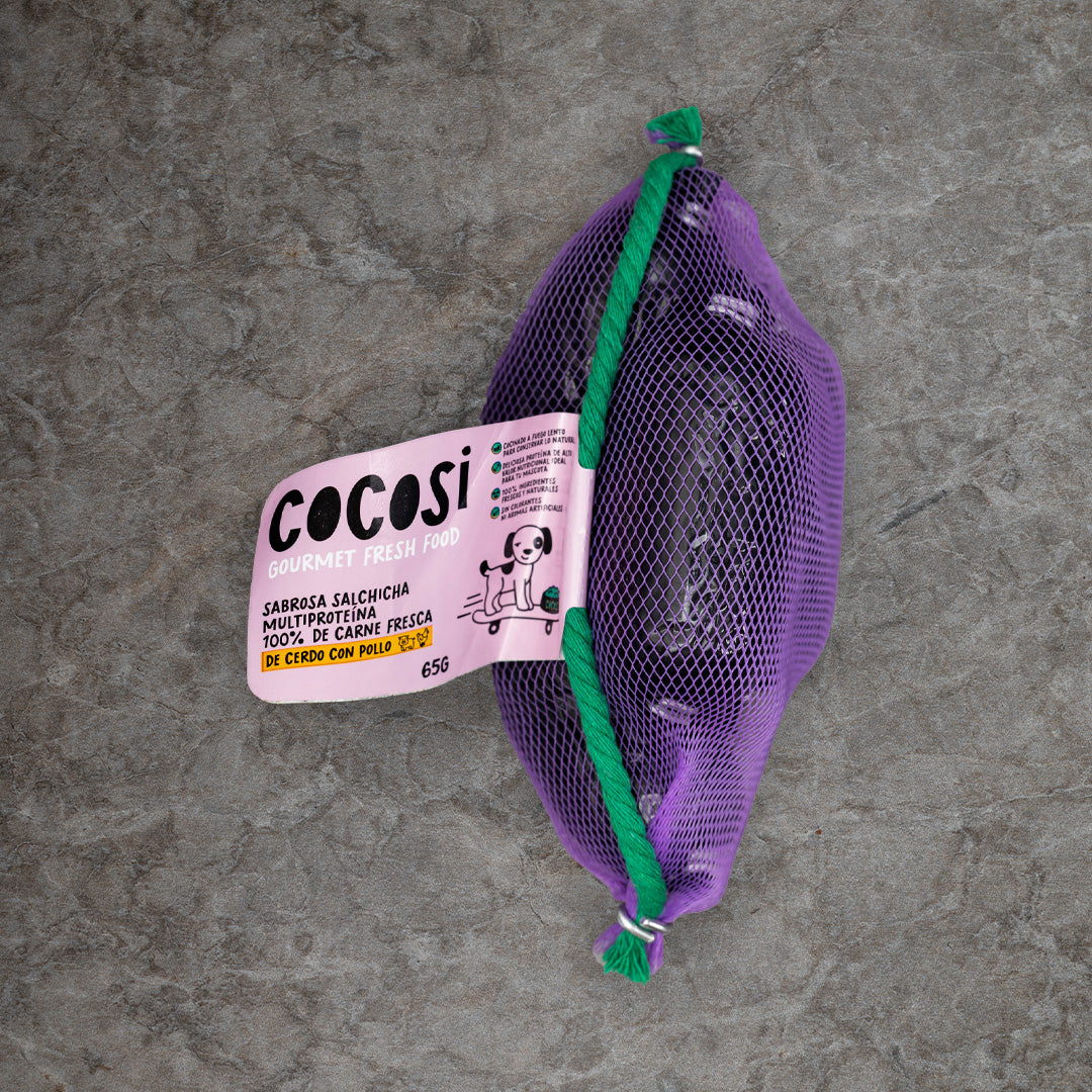 Malla de salchichas para perro de pollo y cerdo