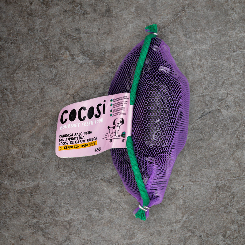 Malla de salchichas para perro de pollo y cerdo