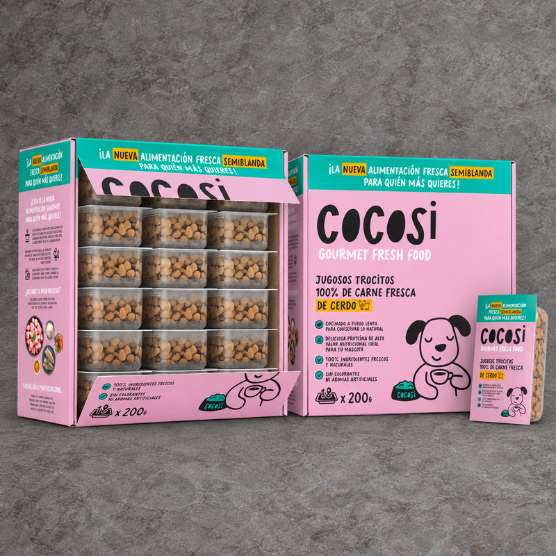Comida fresca natural para perro sabor cerdo (pack 8 tarrinas)