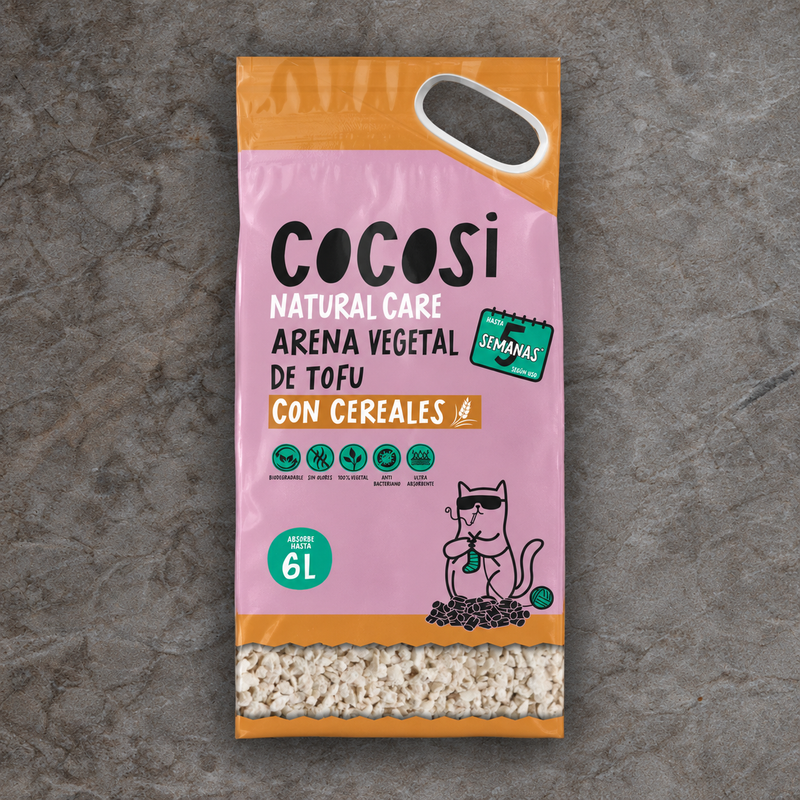 Arena vegetal aglomerante para gato de fibra de cereales (6 L)