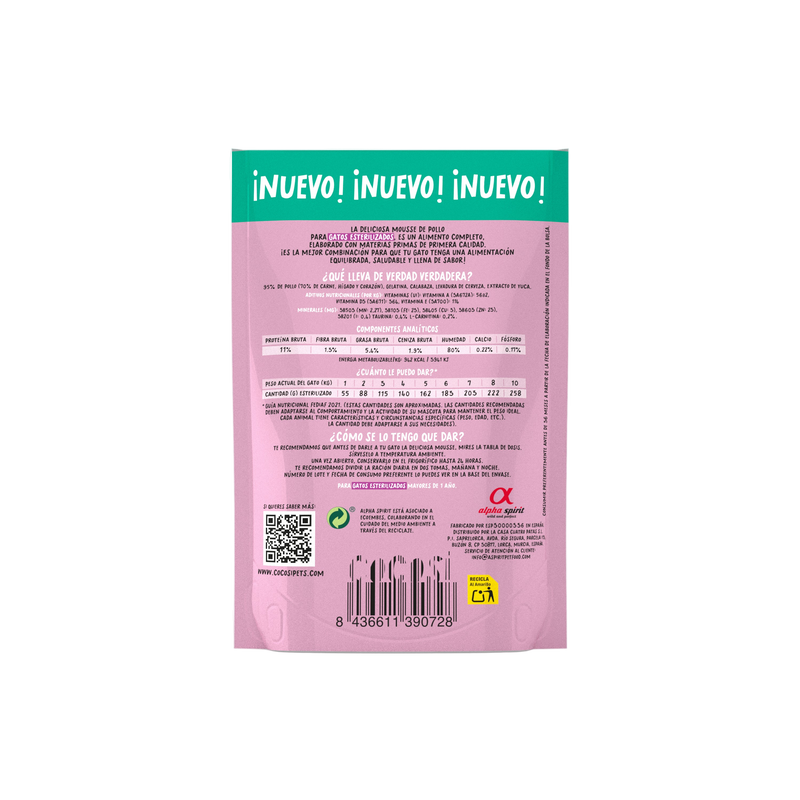 Mouse de pollo para gatos esterilizados